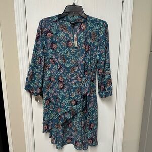 Torrid Teal and Purple Floral kimono wrap